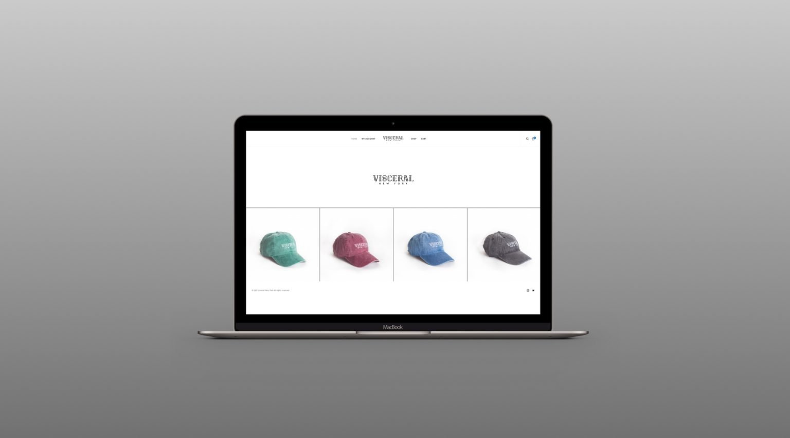 Visceral New York e-commerce homepage on a laptop