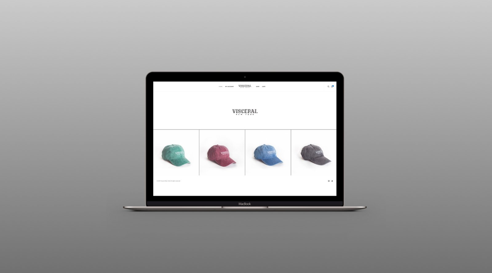 Visceral New York e-commerce homepage on a laptop