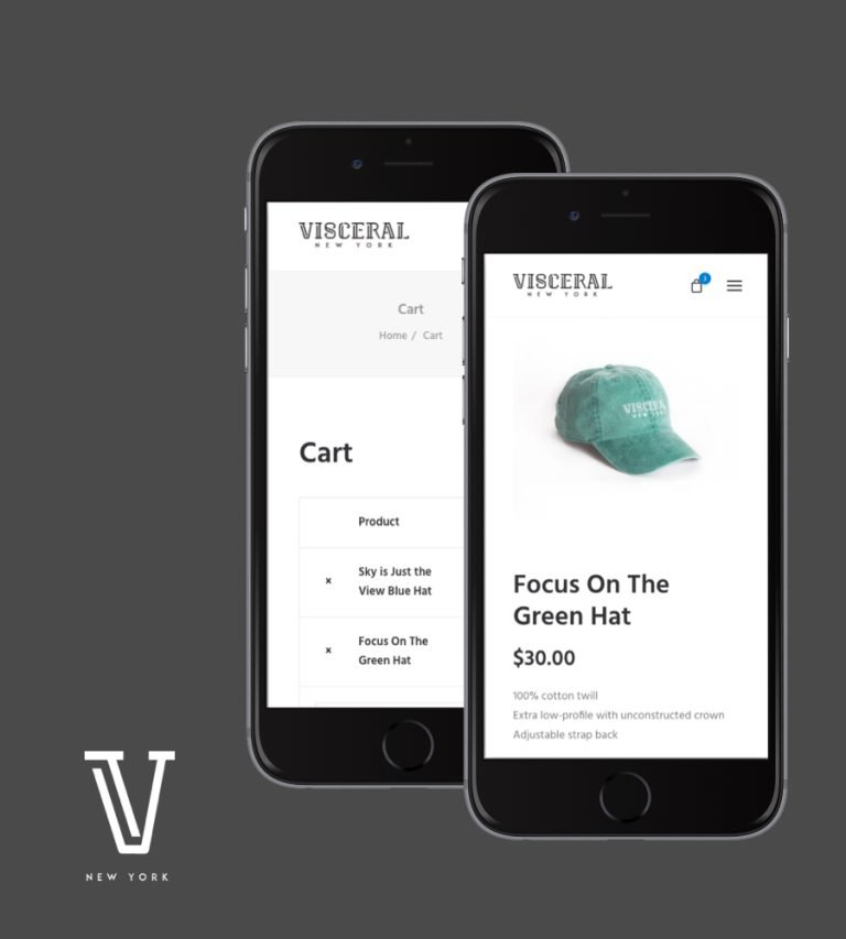 Visceral New York product and cart on iPhone