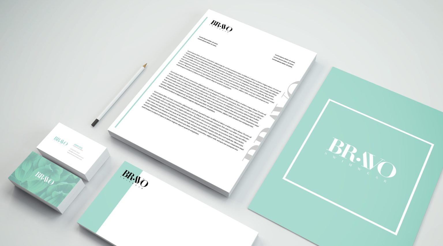 Bravo Swimwear stationery system