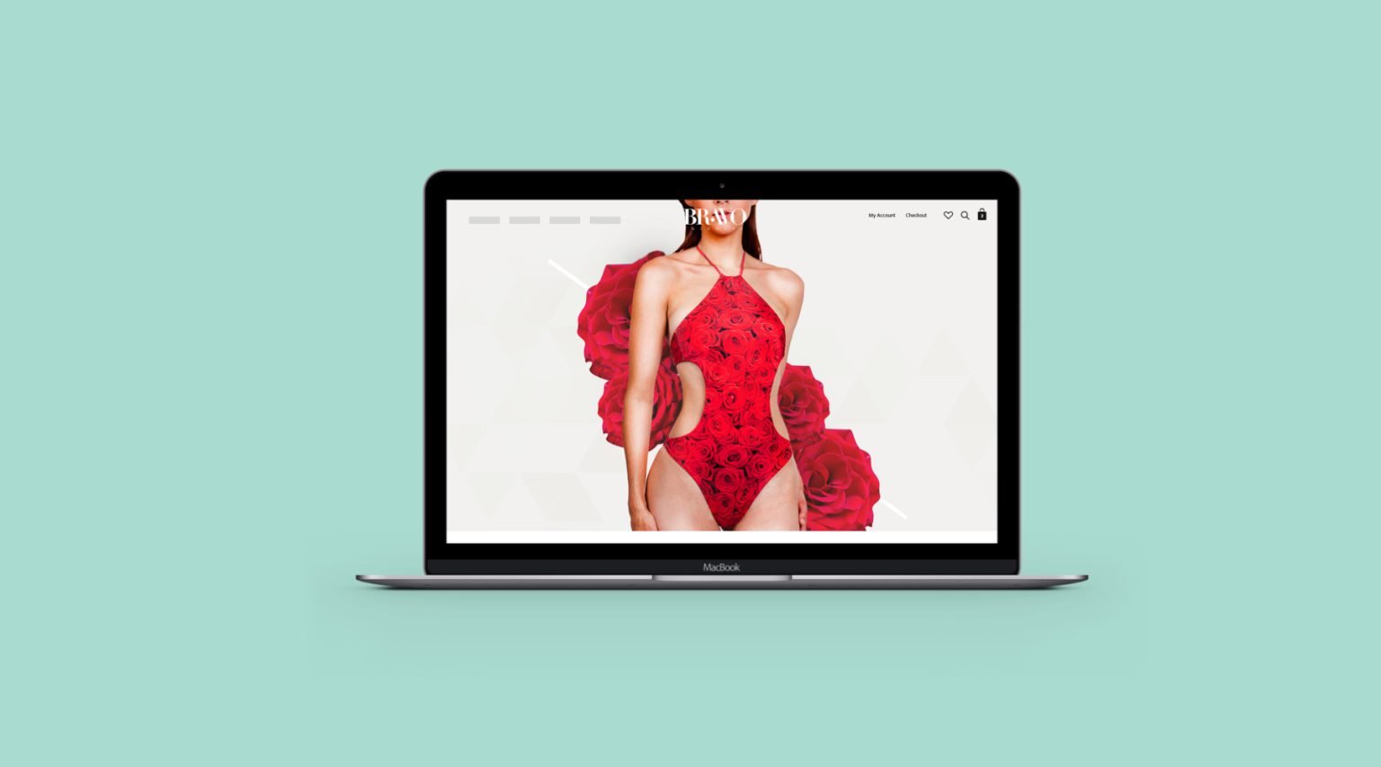 Bravo Swimwear website on a laptop
